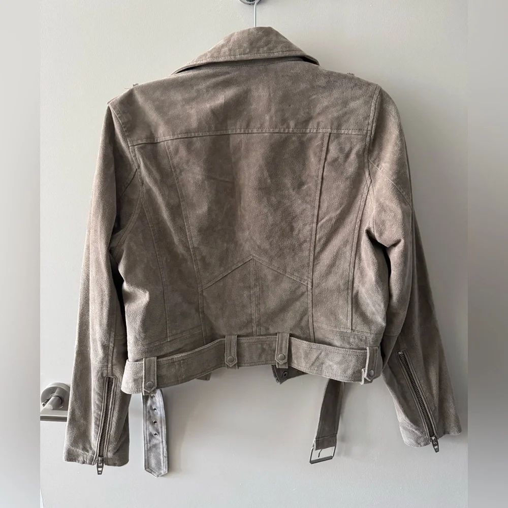 BlankNYC Taupe Beige REAL Suede Moto Biker Jacket - Picture 2 of 3